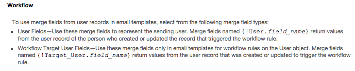 Workflow reference to target user