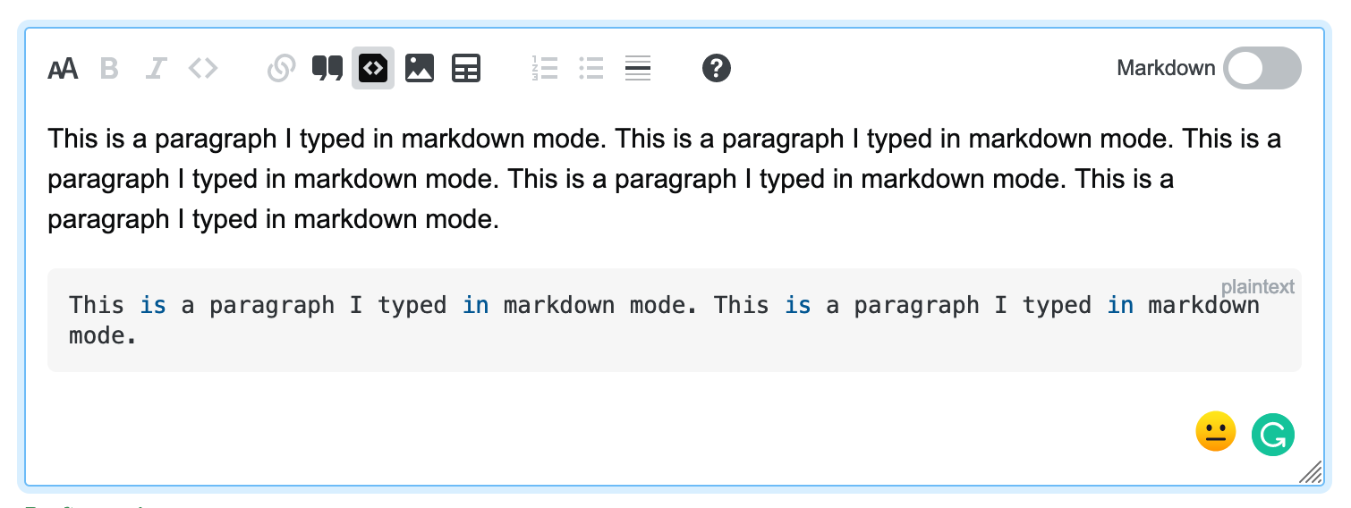 rich text editor mode