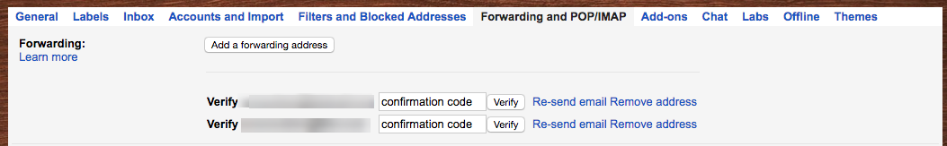 you will need to verify each forwarding email address option