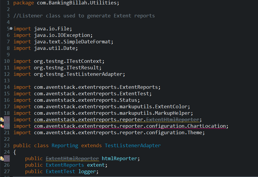 Screenshot of the code and errors in IDE