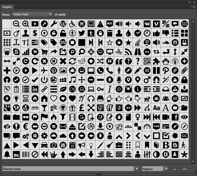 Glyphs pane