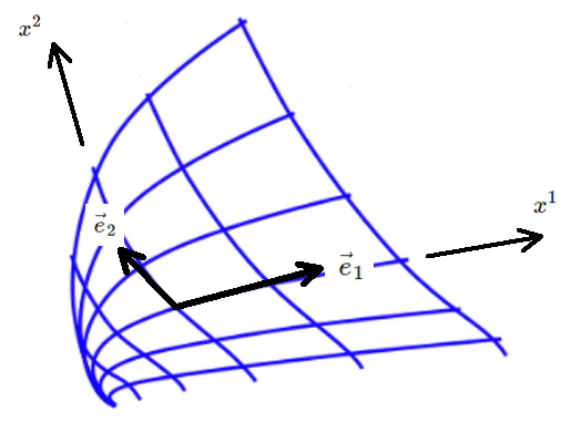 curvilinear coordinates with basis vectors