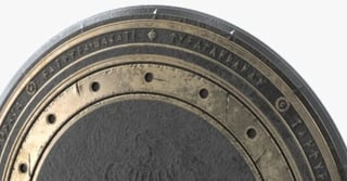 close-up on the shield's inscription