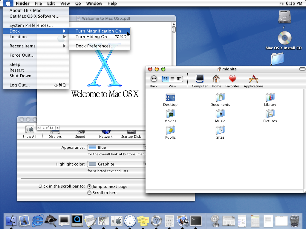 Screenshot of the Mac OS X Finder demonstrating the Aqua UI style