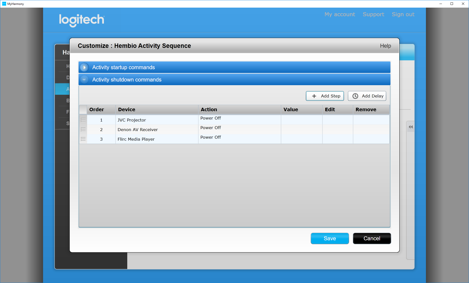 Logitech Harmony Configuration