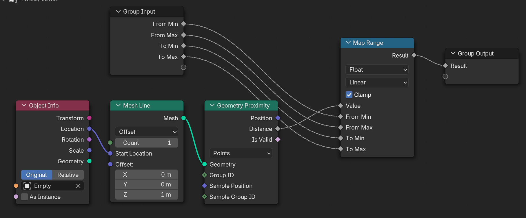 Proximity Sensor node tree group