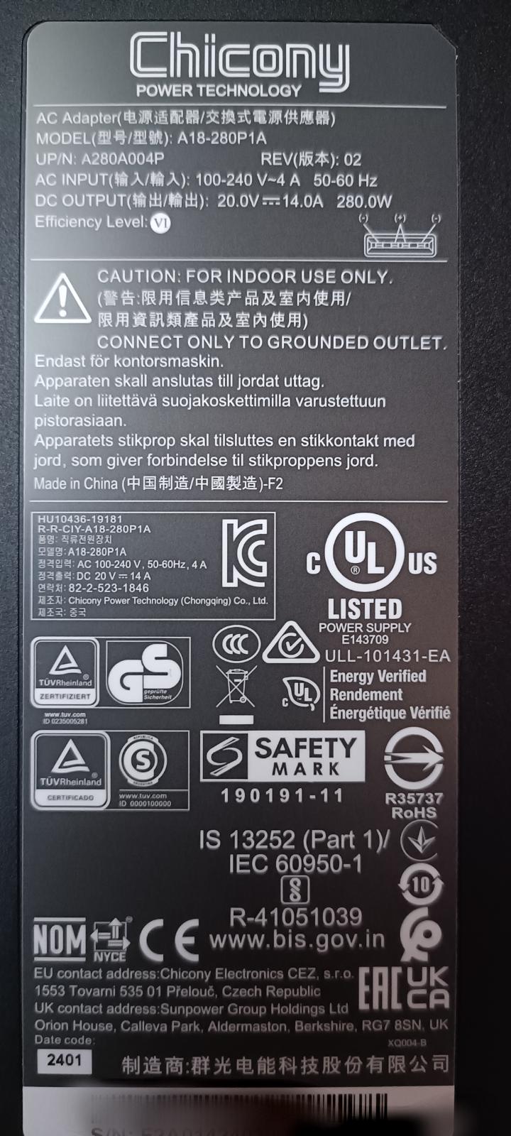 power supply's data