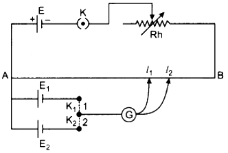 Potentiometer circuit to compare EMF of two cells