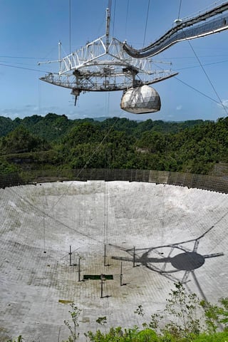 Arecibo dish and focal plane structure