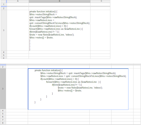 Indentation examples