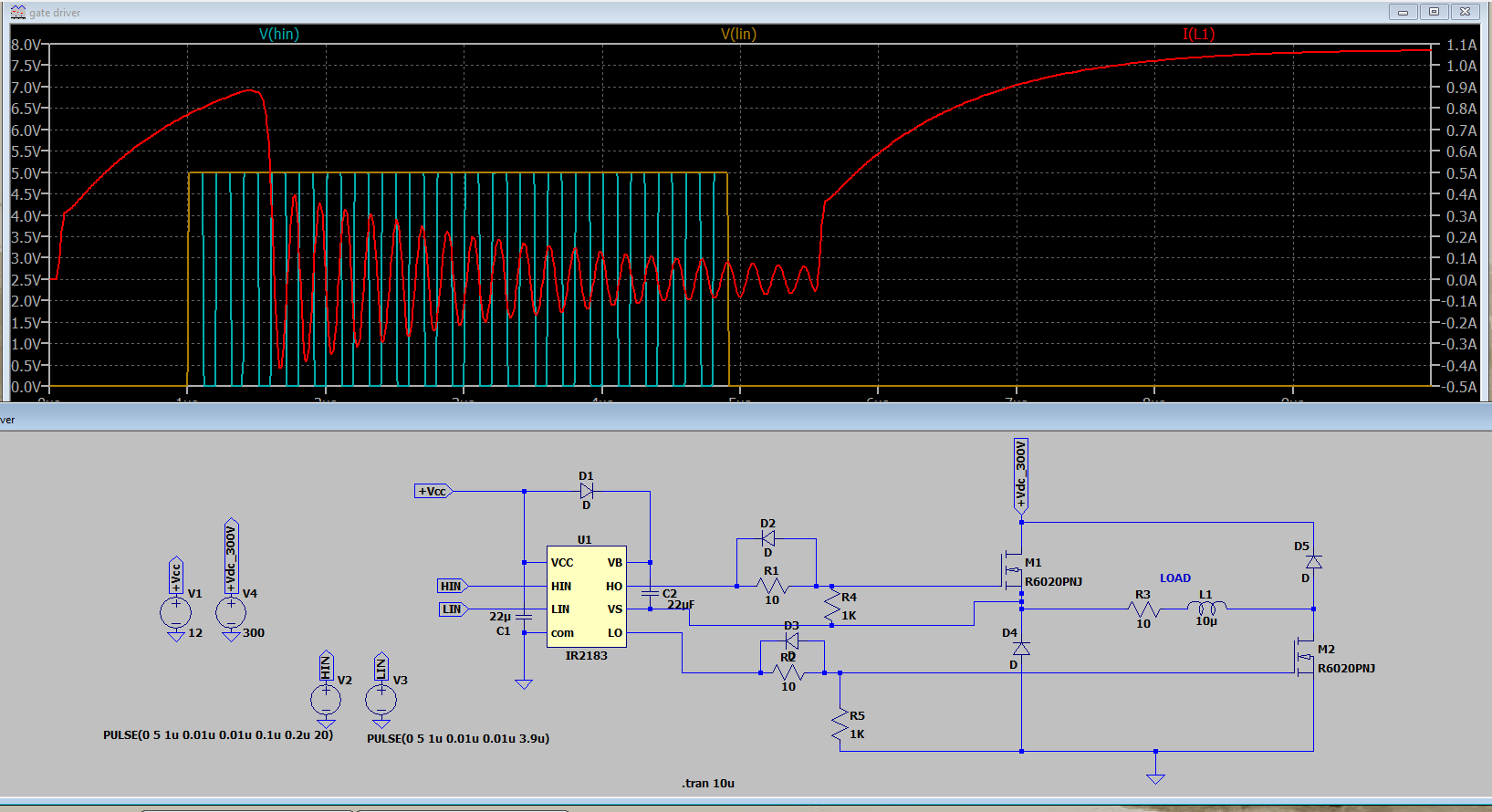 Gate driver to mosfet connection and simulation