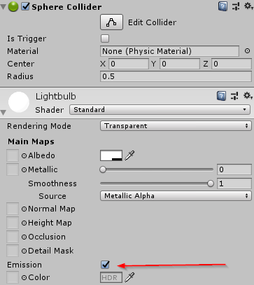 Unity material inspector, showing emission property[1]