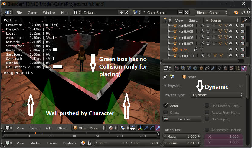 Using Dynamic Physic make it wall push-able or sometime Not solid at all