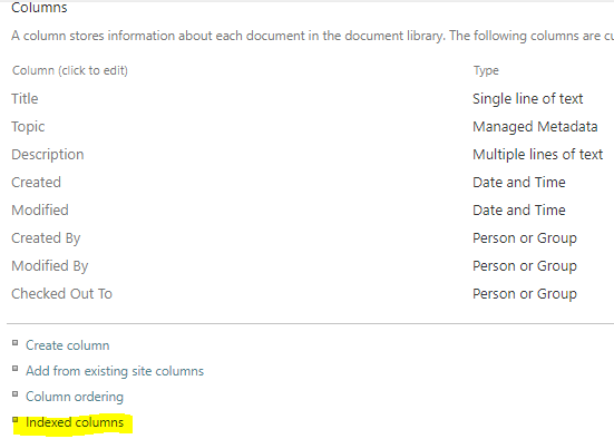 Creating an Indexed Column