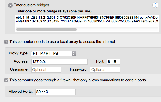 tor settings