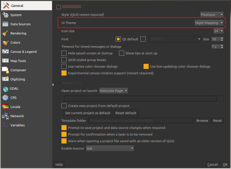 QGIS 2.x night theme