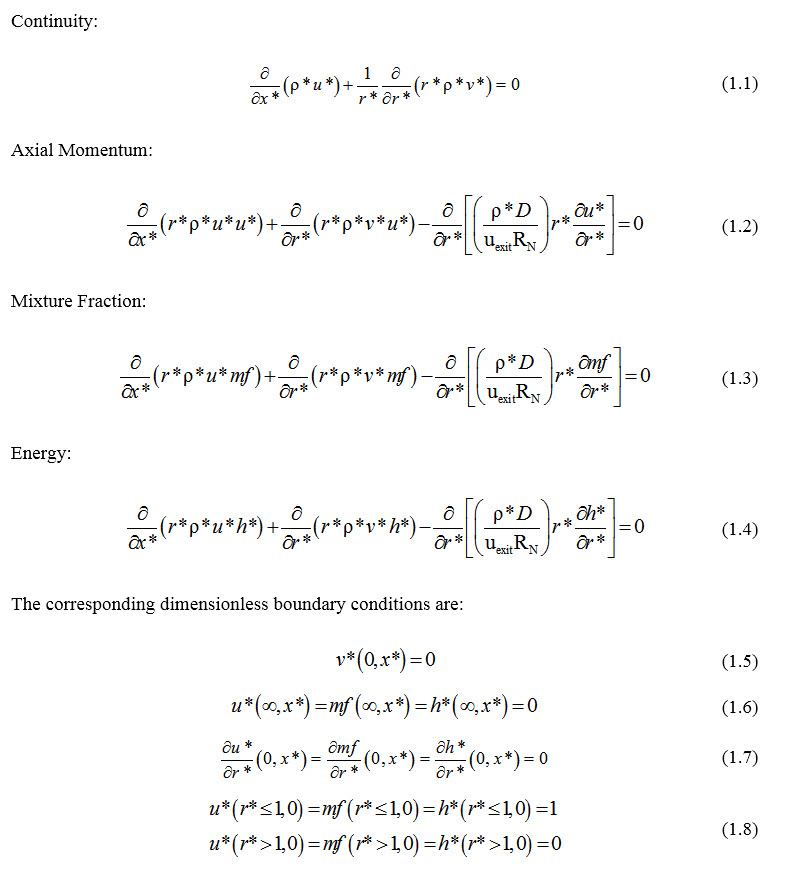 Governing equations and the boundary conditions: