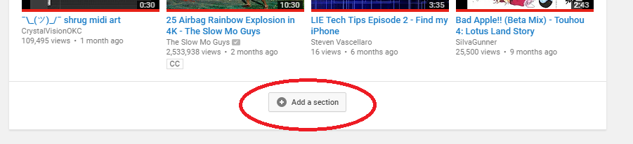 Add a section button