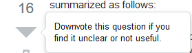 new downvote tooltip on questions...sans advice on lack of research effort