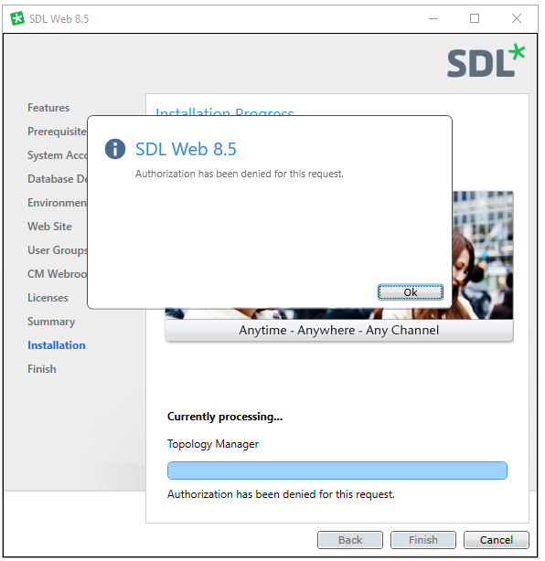 SDL Web installer failing