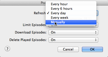 Podcast refresh times