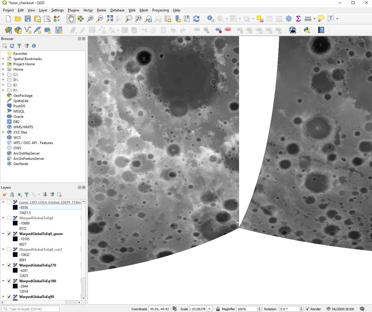 Zoomed in Gnomonic vs Stereographic