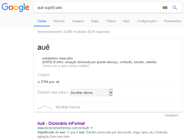 Google: auê significado