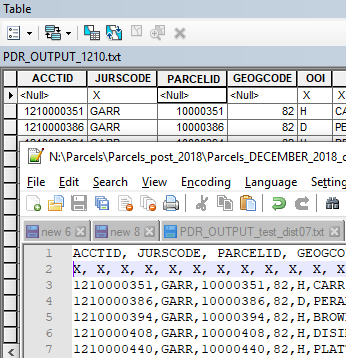 First Screenshot showing import file and resulting table