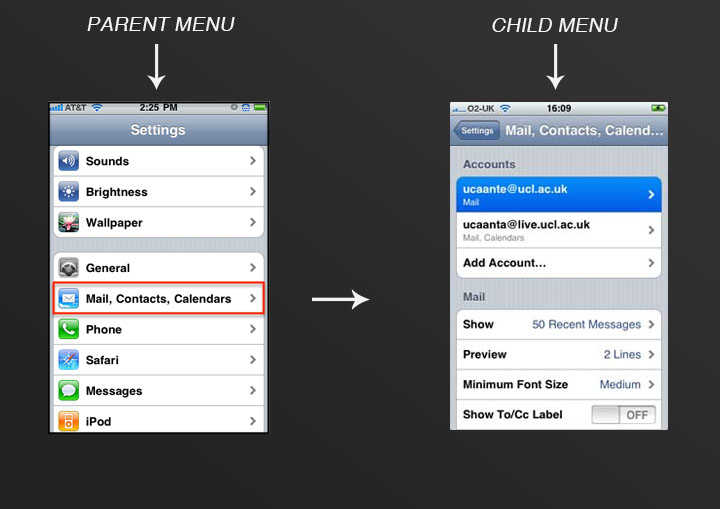 mobile app parent child settings