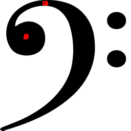 example bass clef with markings