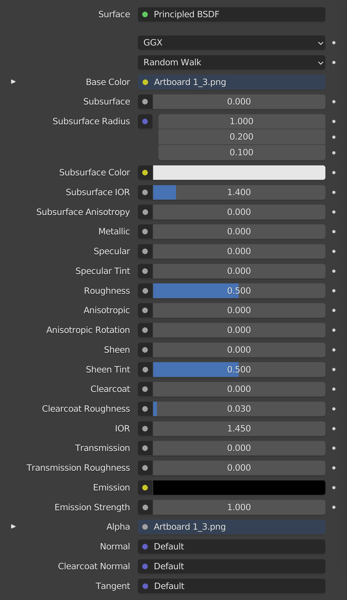 Wall Material Settings