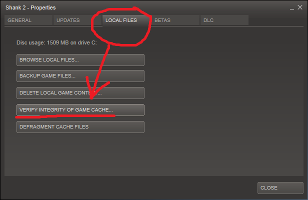 Steam game properties window, Local files, Verify Integrity of Game Cache