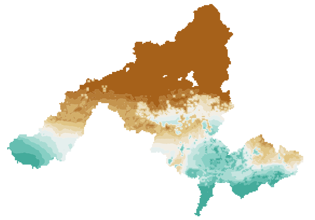 Annual Runoff in the Niger River Basin, year 2000, with cropland utilization 25% above year 2000 levels