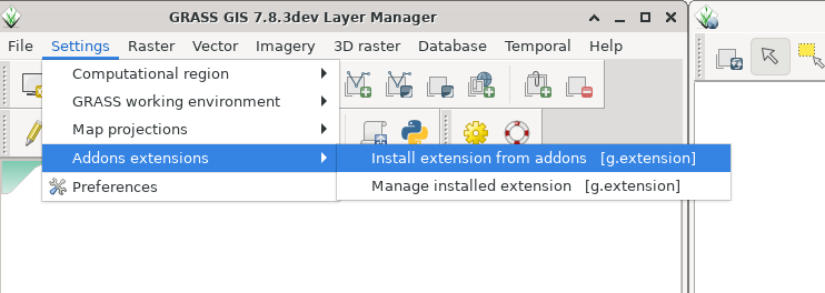 GRASS GIS addon manager