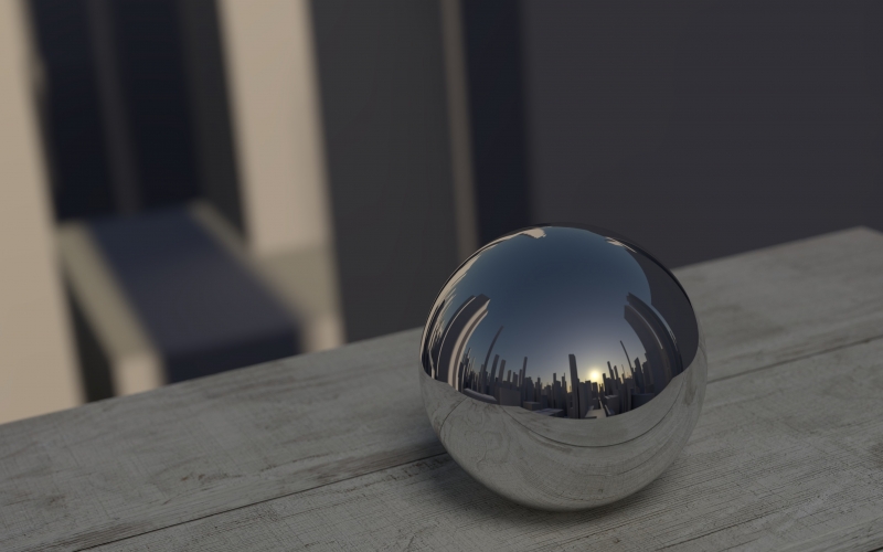 example of raytraced reflection on a sphere