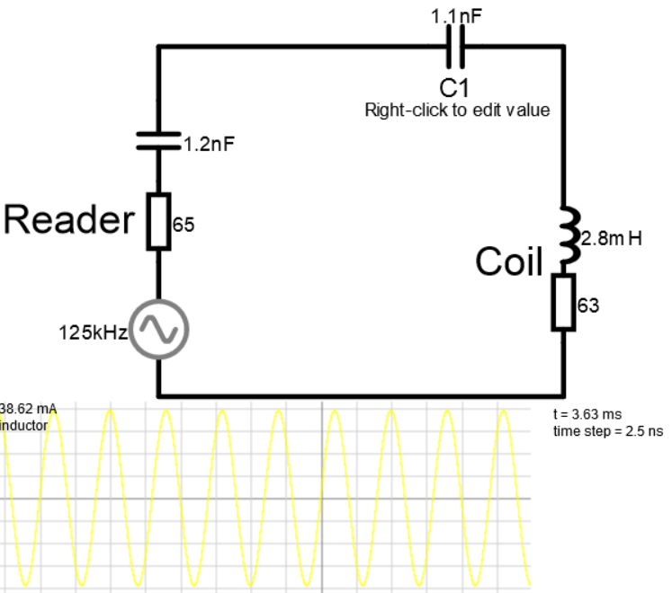 Screen dump of reader and coil simulation