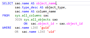 colour coded statement in SSMS