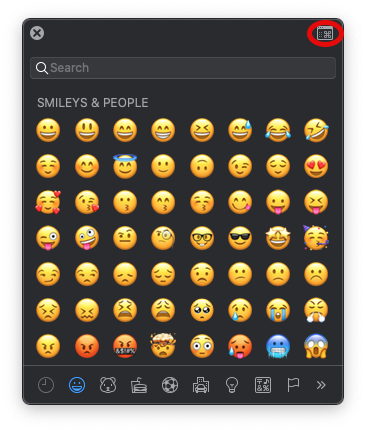 Emoji picker w/ character picker highlight