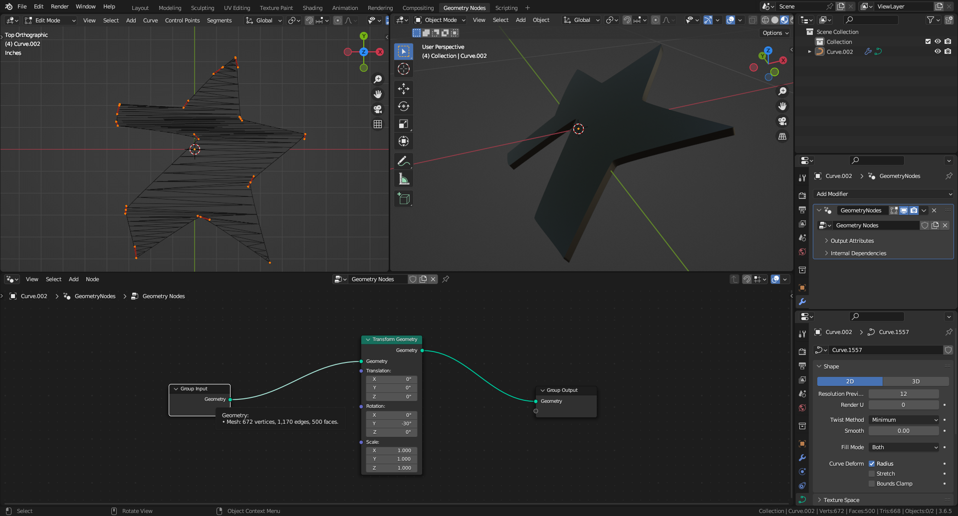 Rotate 2D curve