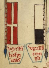 Banners of the Hospitallers and Templars from the Historia Anglorum by Matthew Paris