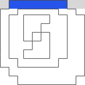 Outlines plus first square in light gray, a row of squares in blue, and the following squares in light gray