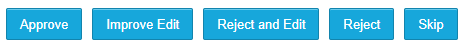 Approve, Improve Edit, Reject and Edit, Reject, Skip