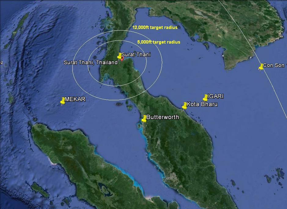 Surat Thani radar radius 92nm & 140nm