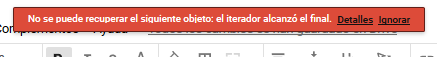 No se puede recuperar el siguiente objeto: el iterador alcanzó el final.