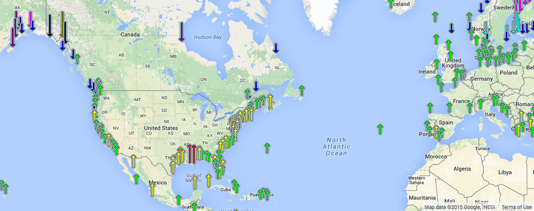 Rates of sea-level rise (NOAA)