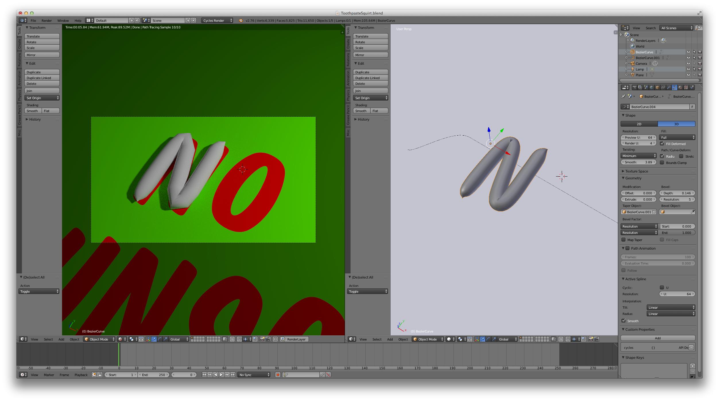 I'm having trouble getting the  bezier curve to be smooth when rendering, but it looks fine on preview. Help!