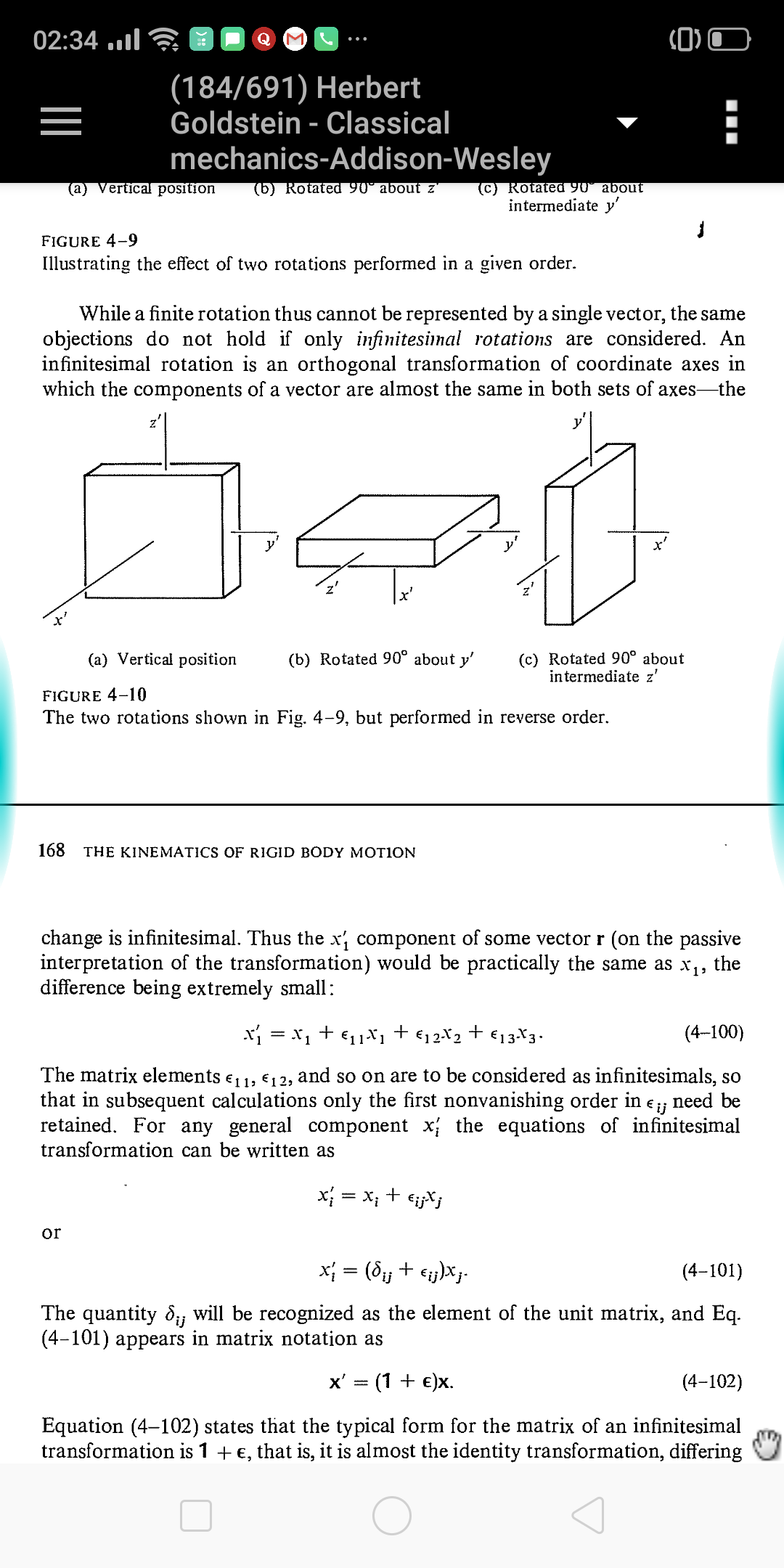 Goldstein infinitesimal rotation page 168