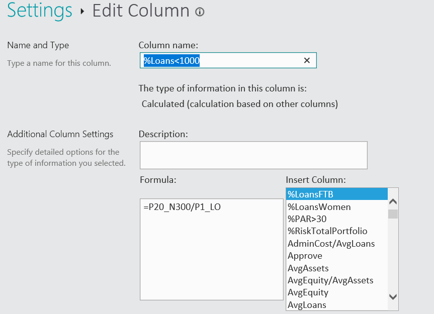 Column Settings