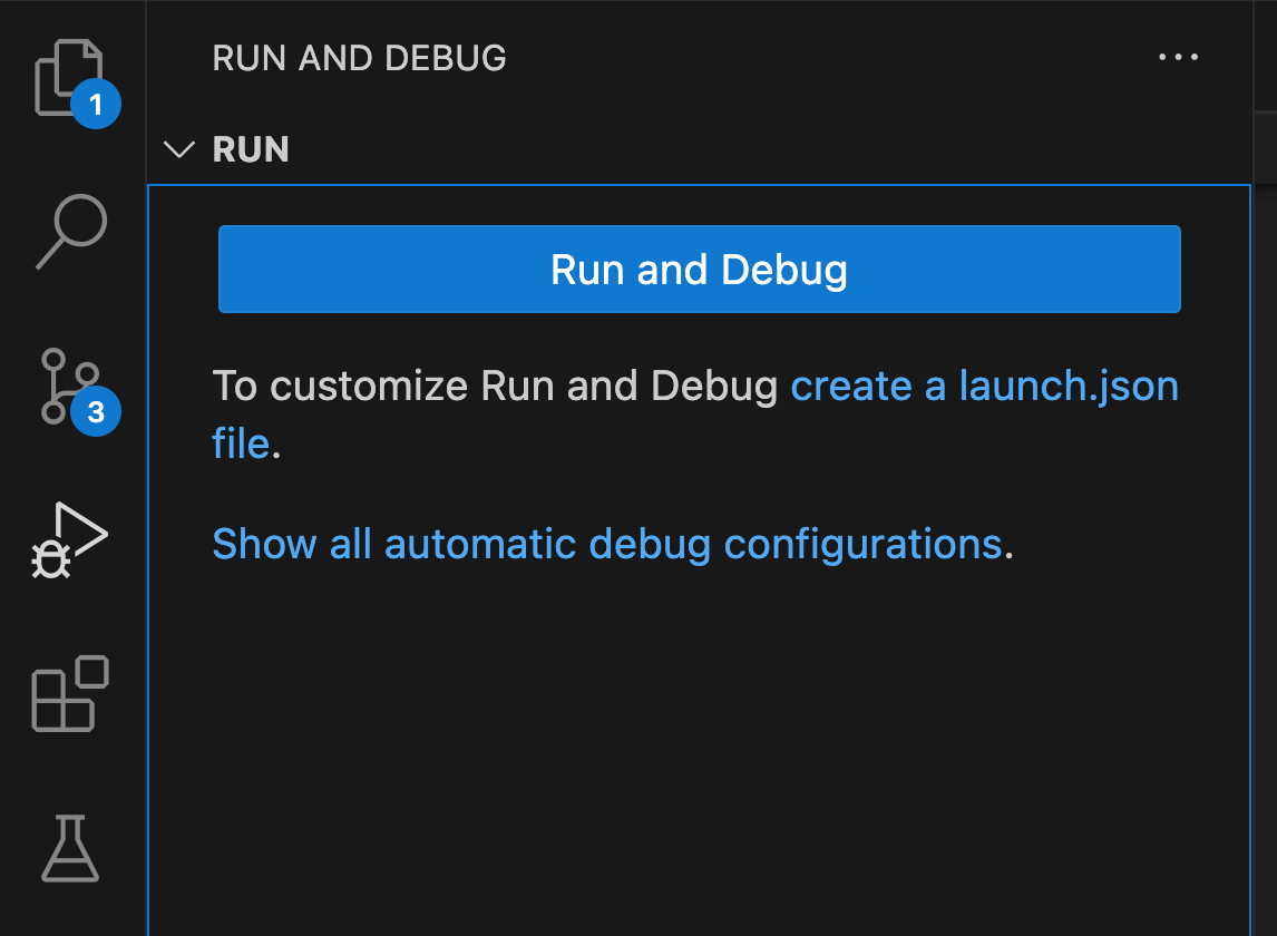 Run and Debug tab in VSCode