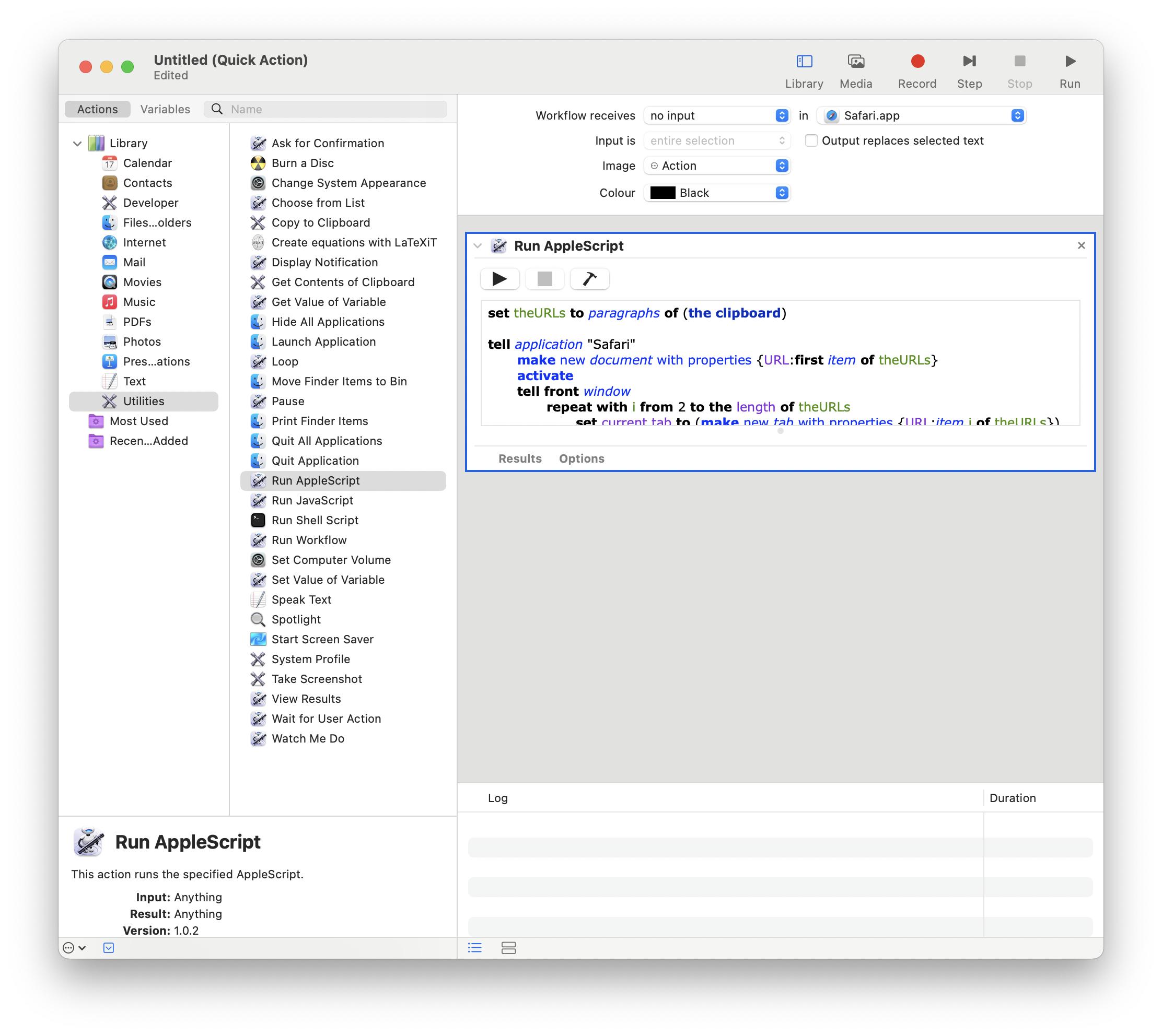 Automator screenshot